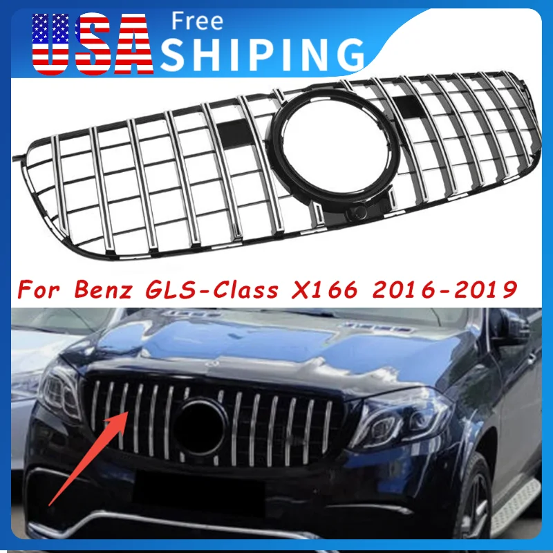 

GT Style Black Front Honeycomb Grille For Mercedes GLS X166 GLS350d GLS450 2016-2019 Car Front Bumper Grille Accessories
