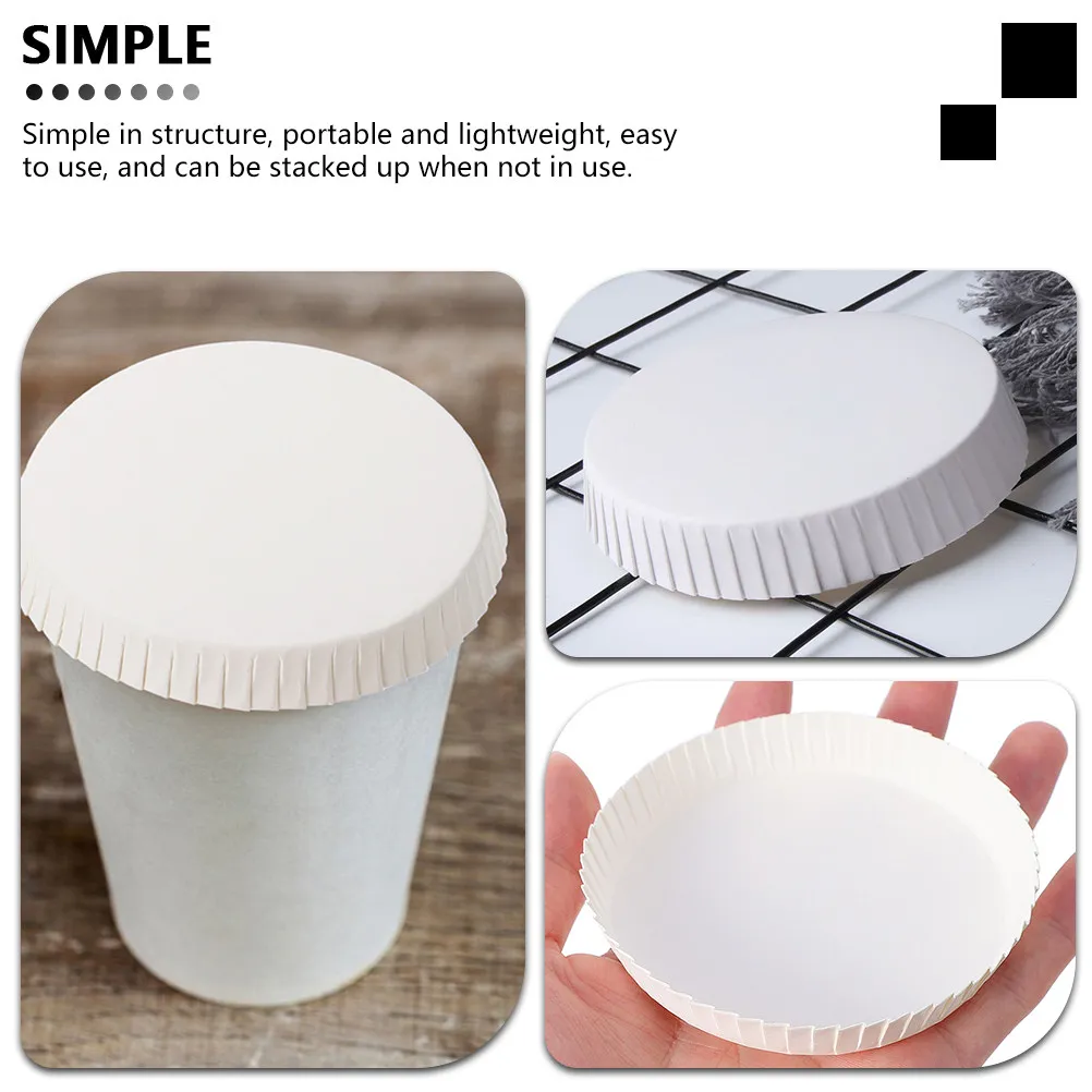 50Pcs Paper Cup Lids Disposable Cup Covers Premium Food Grade Paper for Coffee Shops Offices Hotels Restaurants Milk Tea Stores