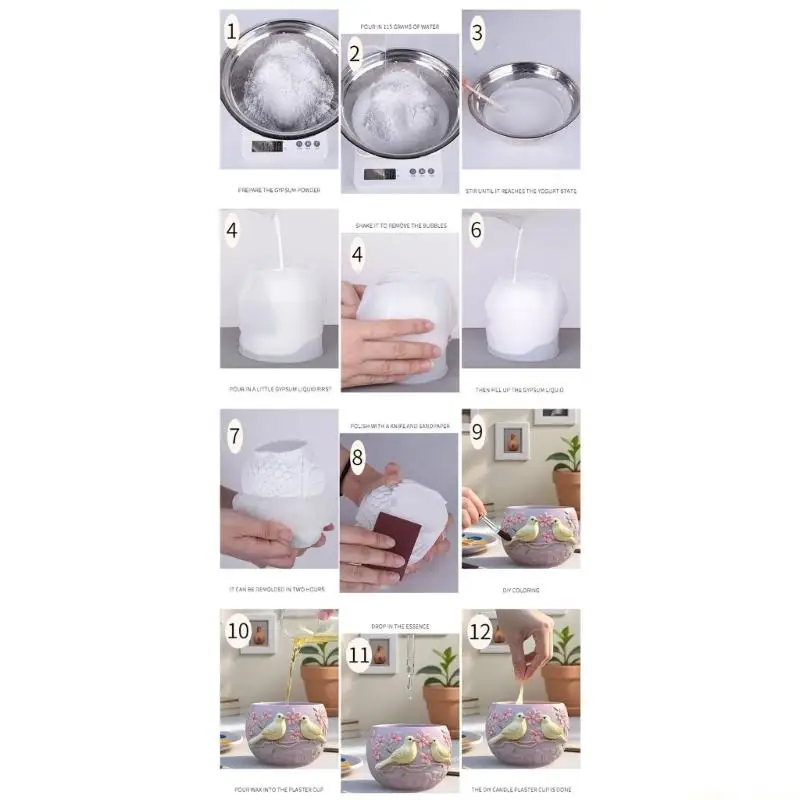 31BF Easy Releasing Silicone Birds Mold Detailed Design for Resin Crafting Jewelry Making and Decorative Succulents Planter