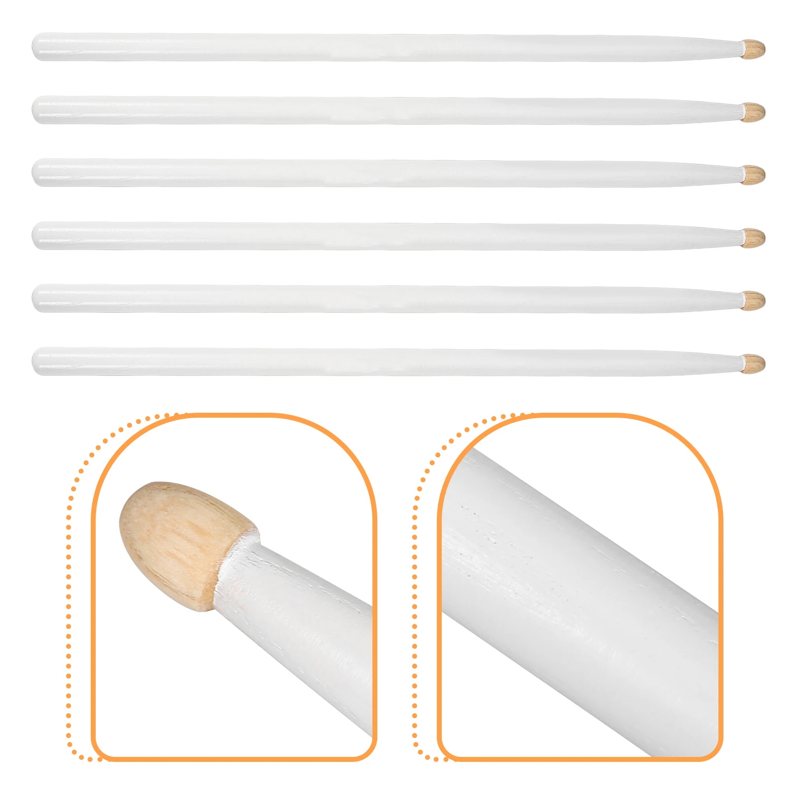 

3 Pairs Walnut Sticks Drumstick Practice Wooden Mallets Percussion Drumsticks for Students