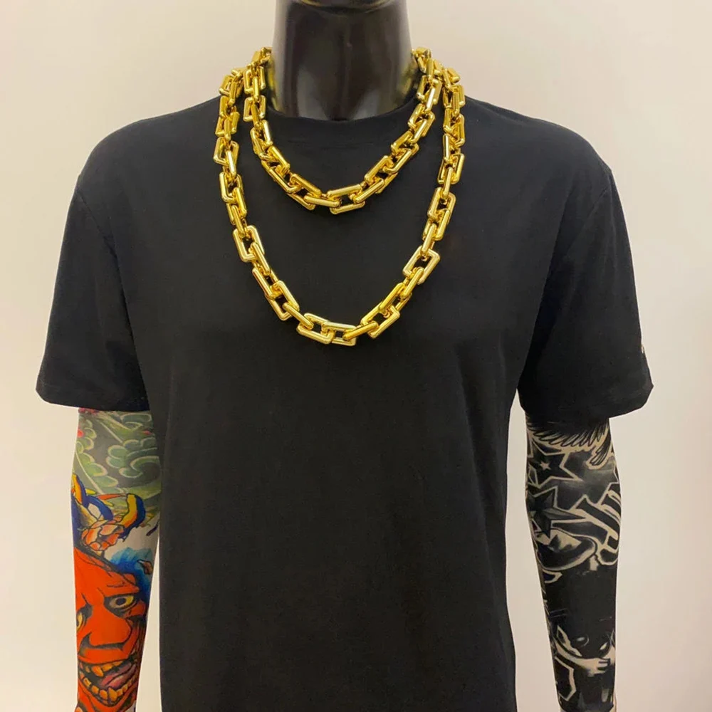 Fashion Punk Exaggerated Thick Chain Acrylic Gold Plated Necklace Men\'s Personalized Jewelry DIY Waist Chain Bag Chain Wholesale