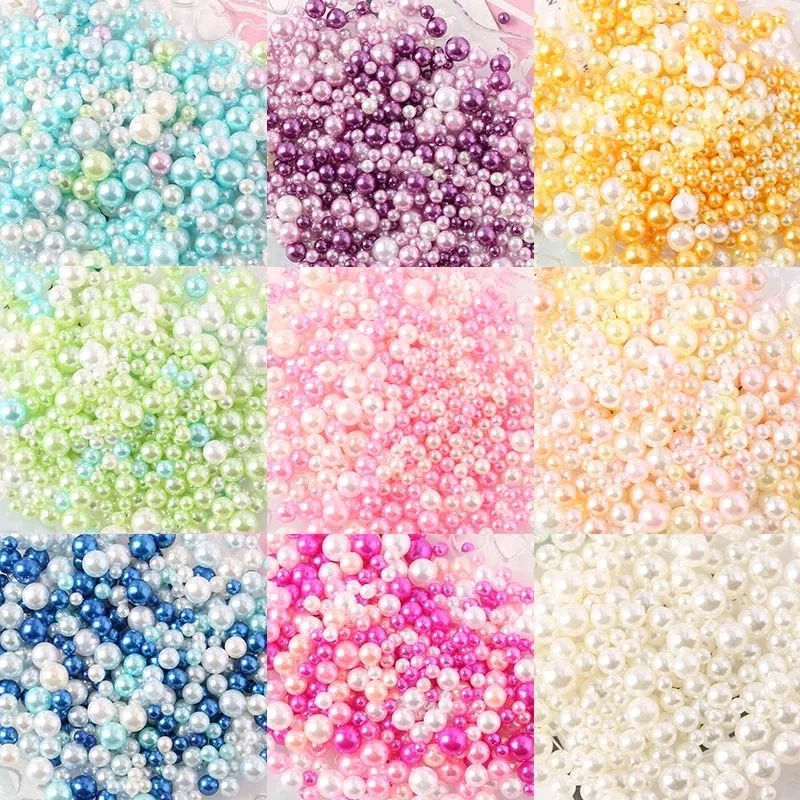 3/4/5mm Colorful Round ABS Imitation Pearl Bead No Hole Handmade DIY Nailart Necklace Bracelet Jewelry Making Accessories