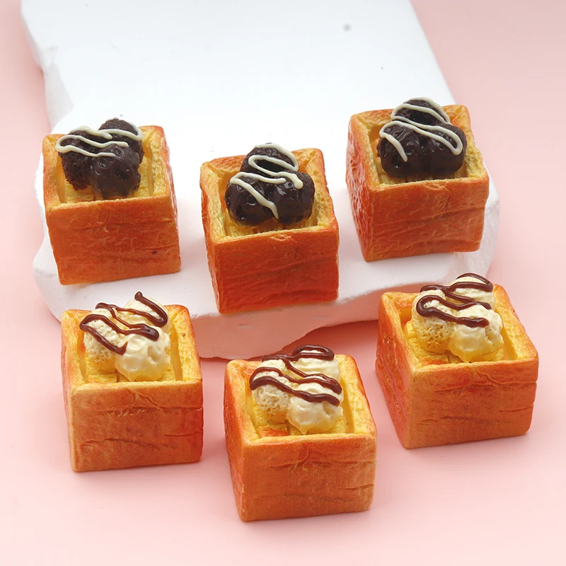 4/40pcs Simulated Decor Play Ice Cream Bread DIY Cream Glue Hairpin Shoe Flower Pendant Decoration Resin Accessories