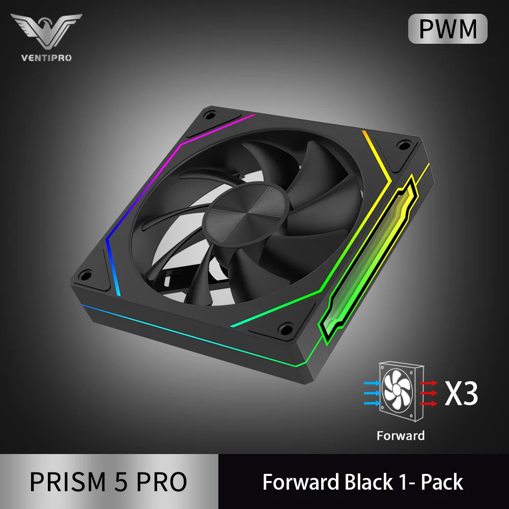 Prism 5 PRO 120mm ARGB Addressable RGB Case Fan, 16 External 5050 LEDs, PWM Intelligent Speed Control