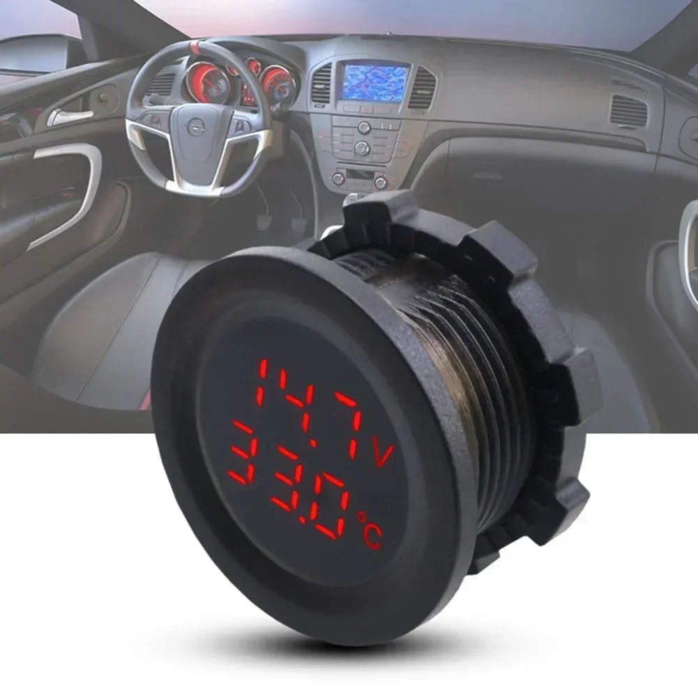 

Practical To Use Temperature Voltmeter Round Replacement YC-A68 1 Pcs Car Motorcycle DC 12V-24V Digital Display
