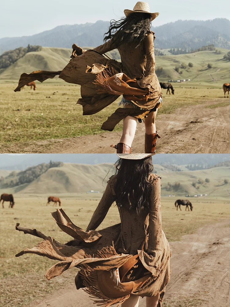 TIYIHAILEY Knitting Coat Women Bandage Outerwear Irregular Full Sleeve Hollow Out Cardigan Sweater 2025 New Brown Ladies