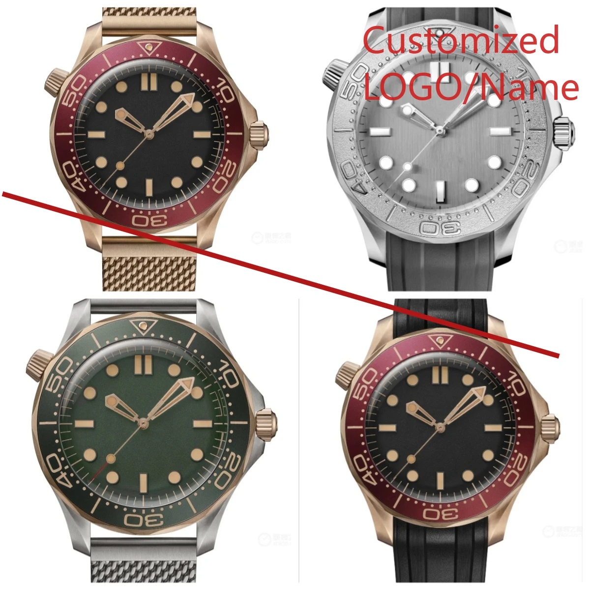 

Wholesale watch Customized Watch Men Automatic Mechanical Watch Stainless Steel Gold Red Ceramic Sapphire Rubber Mens 42mm