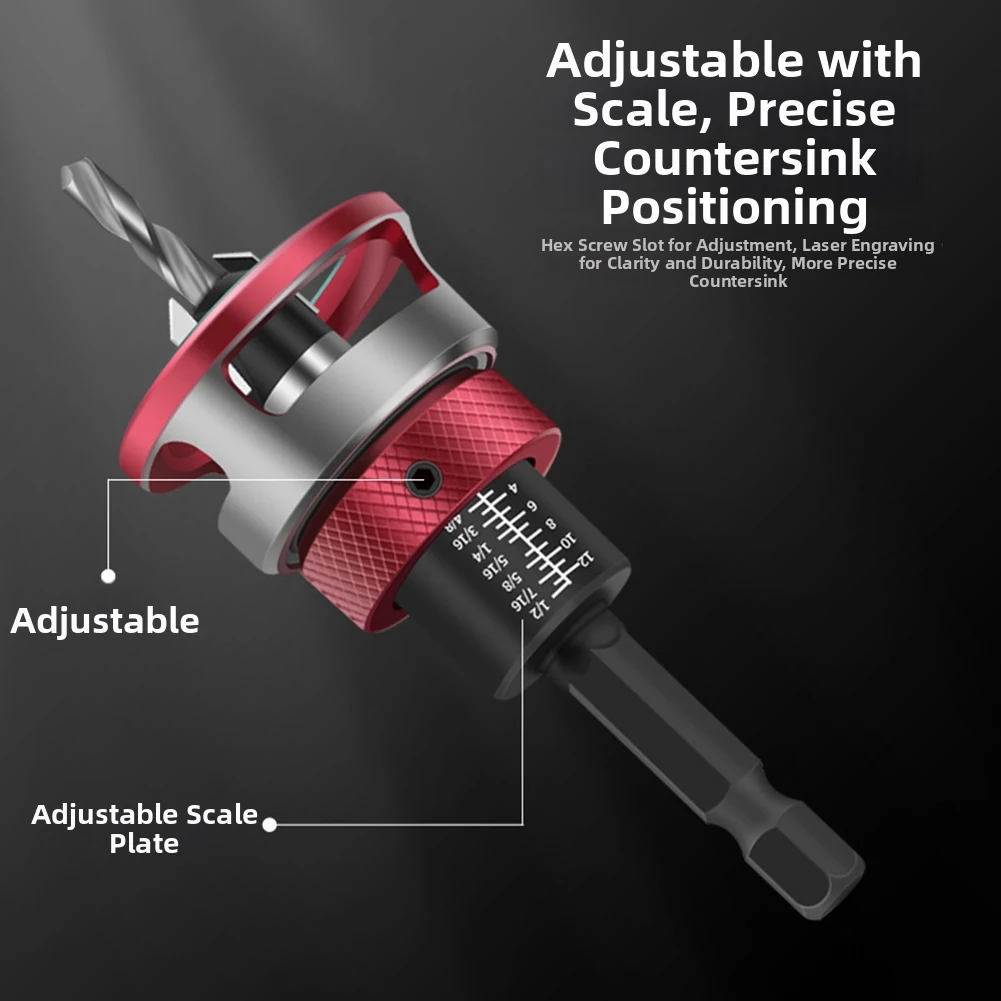 

5-Piece Drill Bit Set With Adjustable Stop Ring For Fast And Smooth Countersinking On 82 Degree Screws For Home Repair