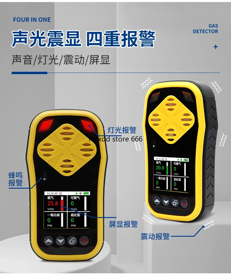 Explosion-proof shell four-in-one toxic and harmful gas detection instrument