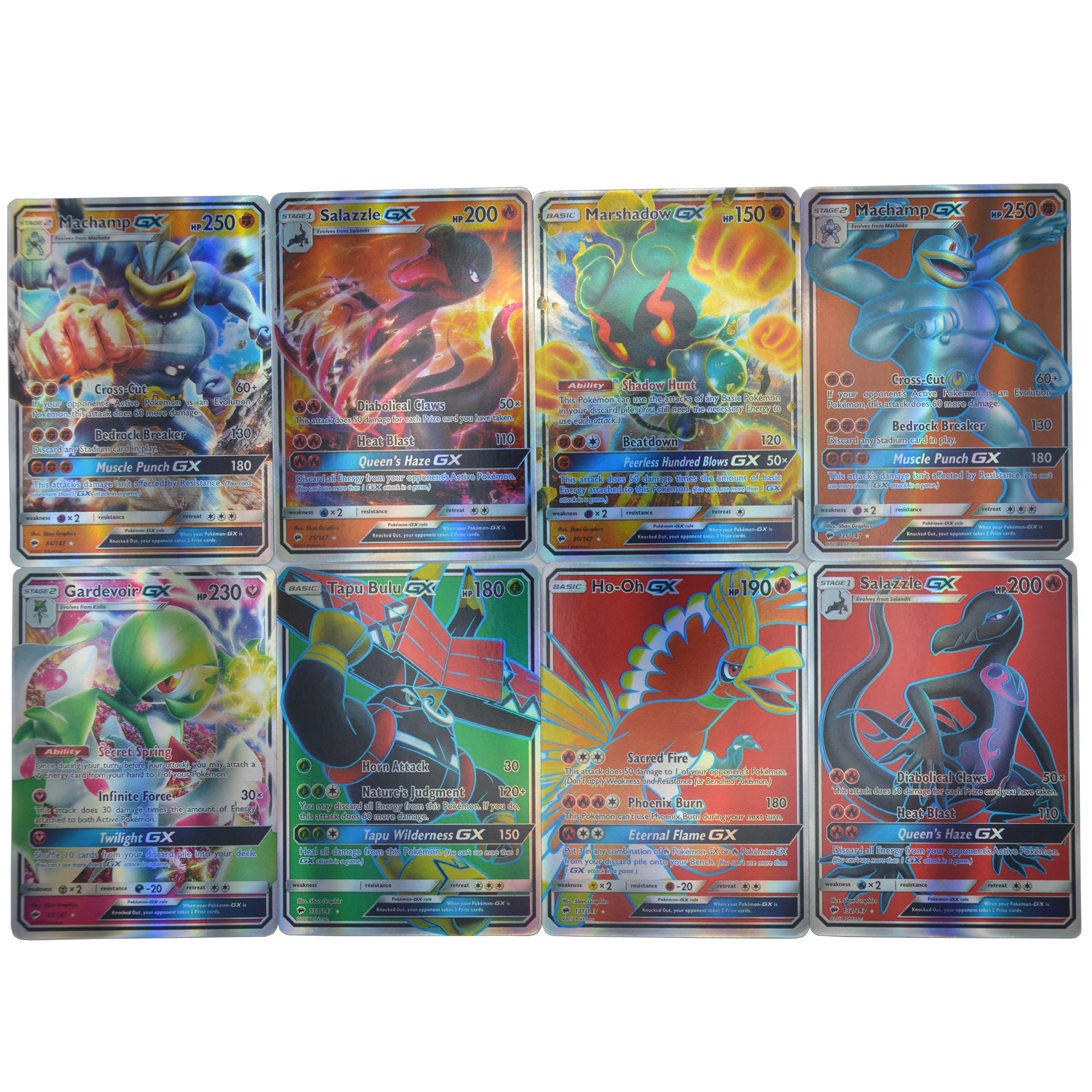 Cartas de Pokémon GX MEGA EX para niños, juego de cartas de escenario básico brillante, caja de refuerzo de colección, 100, piezas