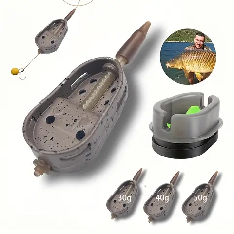2pcs Method Feeder,Fishing Inline Feeder,Carp Fishing Feeder Device Set,Carp Accessories with ,30g,40g,50g