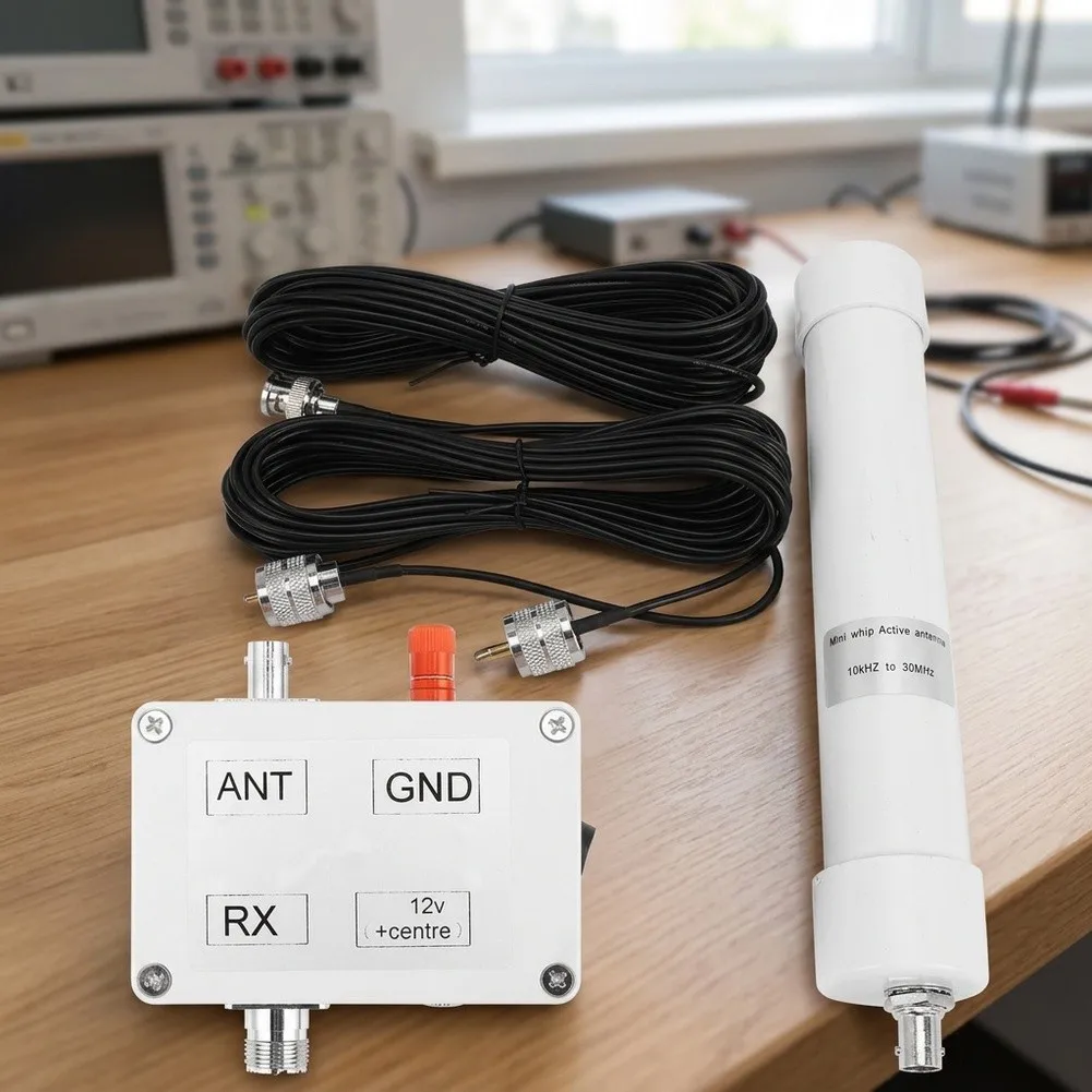 Active Whip For Antenna for 10 kHz to 30 Band with Metal Plastic Construction 155 x 27 mm White Compact Design