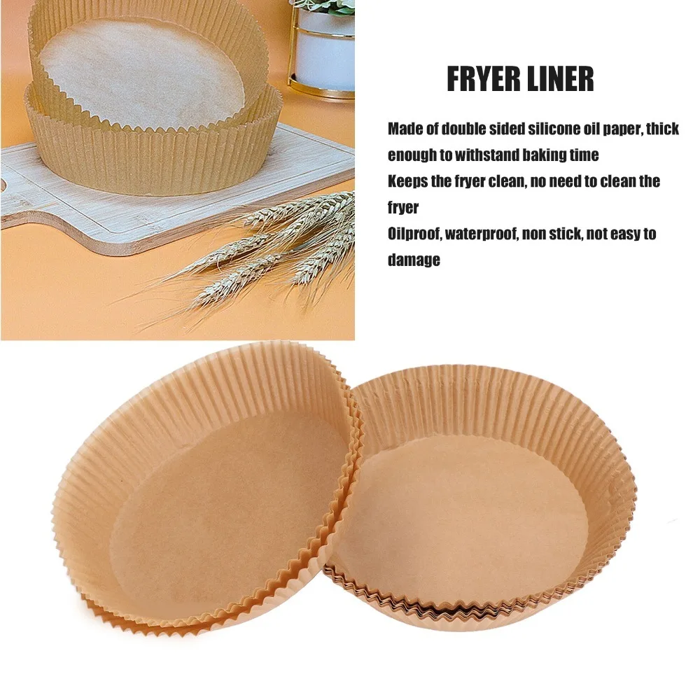 100Pcs Silicone Oil Paper Fryer Liners Oil Absorbing Round Baking Paper Liners Food Contact Grade High Temperature Tolerant