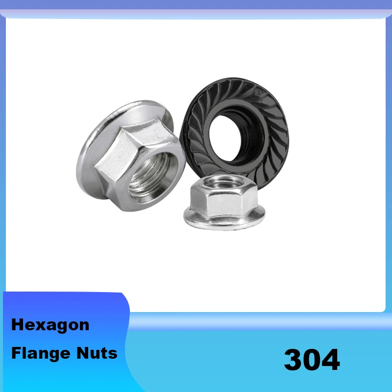 304 Stainless Steel Serrated Spinlock Locking Nut M8*1.0 To M12*1.5 F And M5 To12 LH Hexagon Flange Nuts 1/4