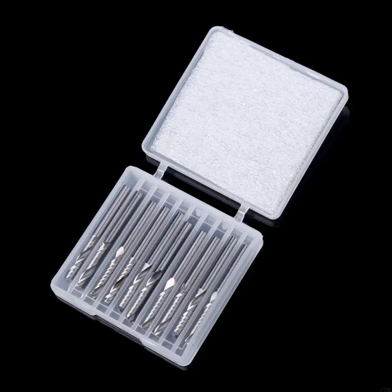 10 PCS 1/8 "단일 플루트 탄화물 나선형 코 엔드 밀 라우터 비트 17mm C7AC
