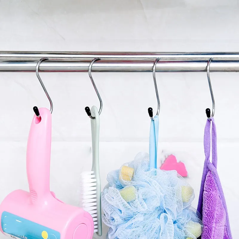 4PPcs S Shaped Hook Stainless Steel Kitchen Bedroom Multi-function Railing S Hanger Hook Clasp Holder Hooks Hanging Storage Tool