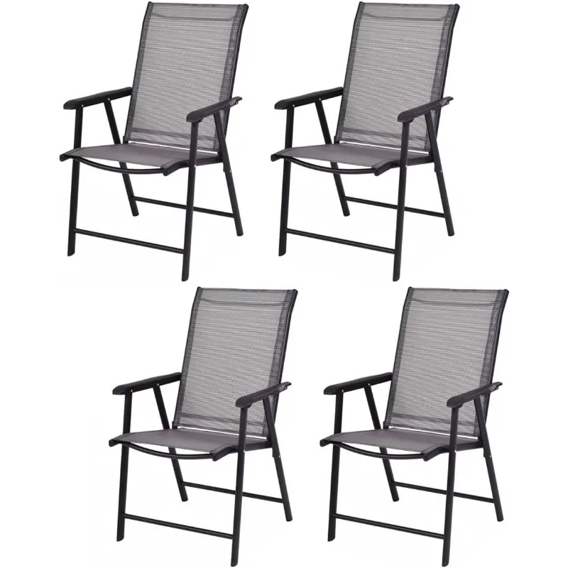 

Set of 4 Folding Patio Chairs, Outdoor Portable Dining Chairs for Garden Camping Poolside Beach Deck Lawn,