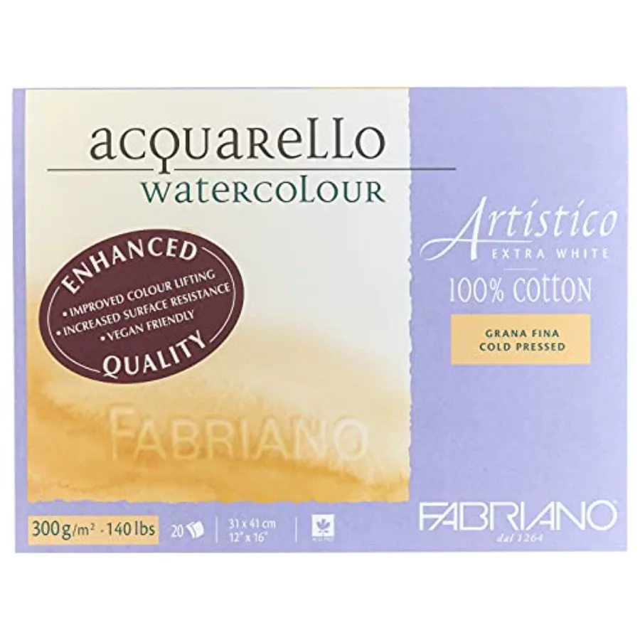 

Artistico Extra White Watercolor Block 140 lb./300 GSM Cold Press 20 Sheets 12" x 16"