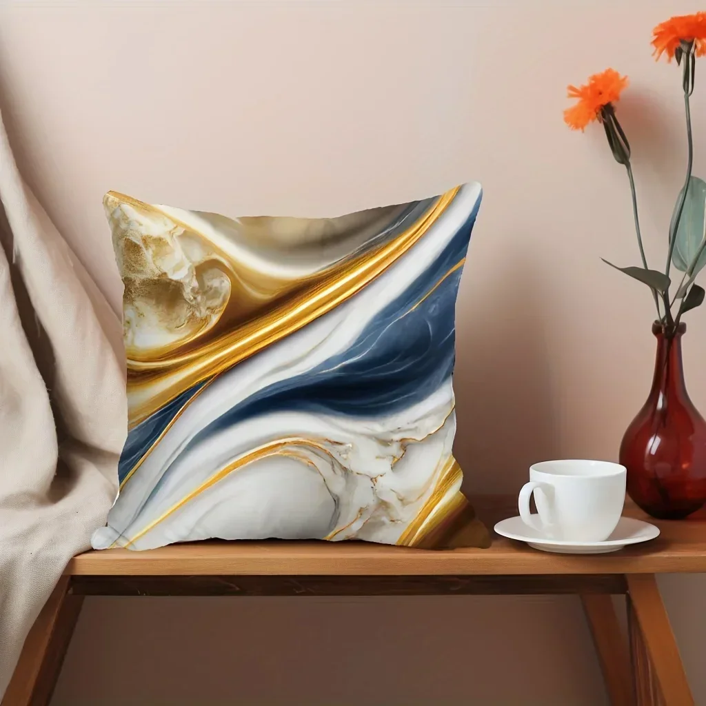 1 Pc Marble Throw Pillow Covers 18x18 Inch Modern Abstract Wave Cushion Covers Home Decor For Couch Cushion Cases