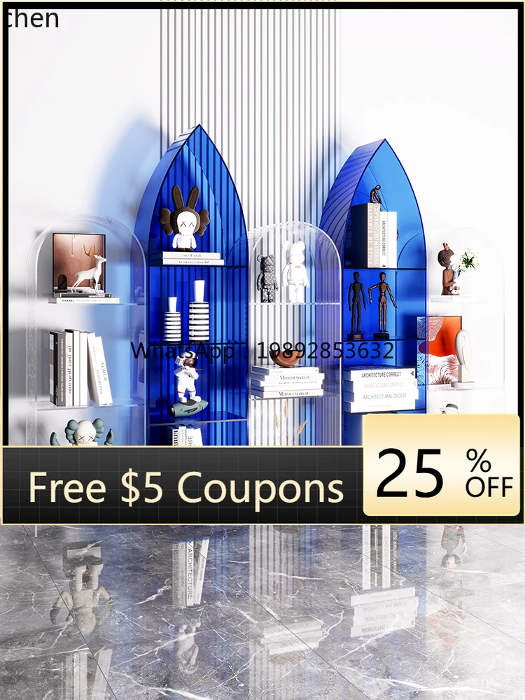 

WW acrylic bookshelf picture book rack floor combination figure storage rack