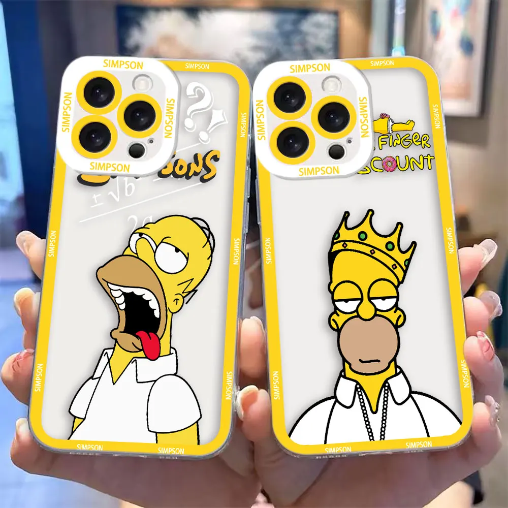 Funny H-Homer S-Simpsons Cover Clear Phone Case For iPhone Apple 15 14 12 13 11 16 8 7 6 6S SE Plus XR XS Max Case Funda Shell