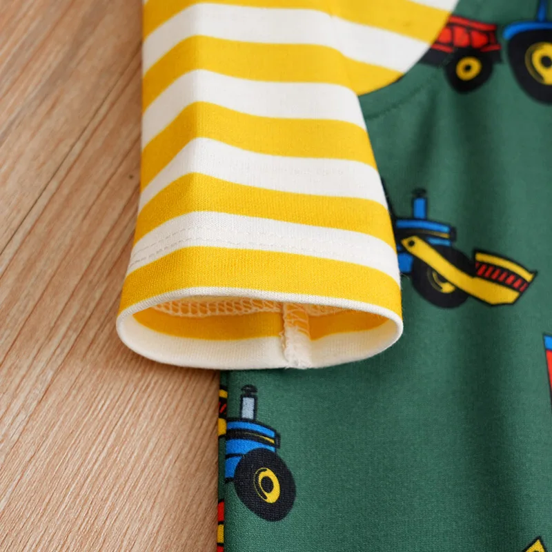 Baby Jumpsuit Cute Cartoon Strap Engineering Car Print Comfortable And Soft Spring And Autumn Long Sleeves 0-18m Newborn Clothes