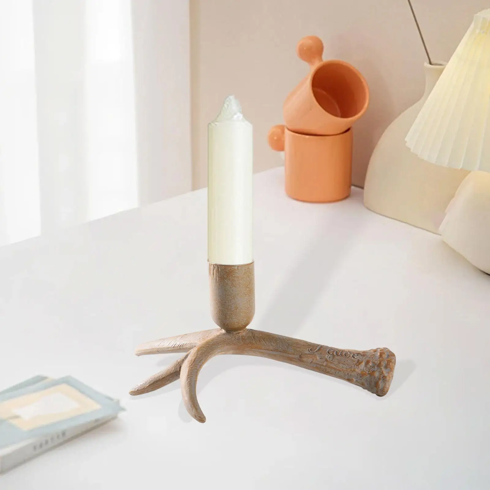 Candle Holder Decor Sculpture Retro Candelabra Decorative Candle Stand Candlestick for Wedding Walkway Shelf Fireplace