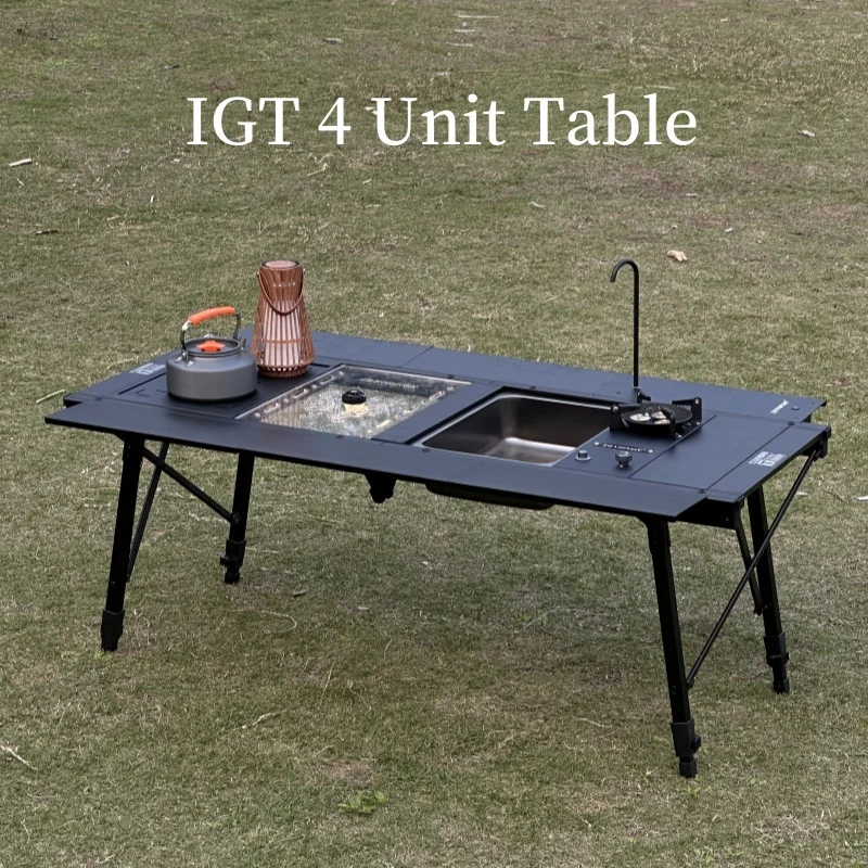 IGT Table igt 4 Unit Table Camping Folding Table Portable Lightweight  Aluminum Alloy  Desk BBQ Dinning Outdoor Camping Desk