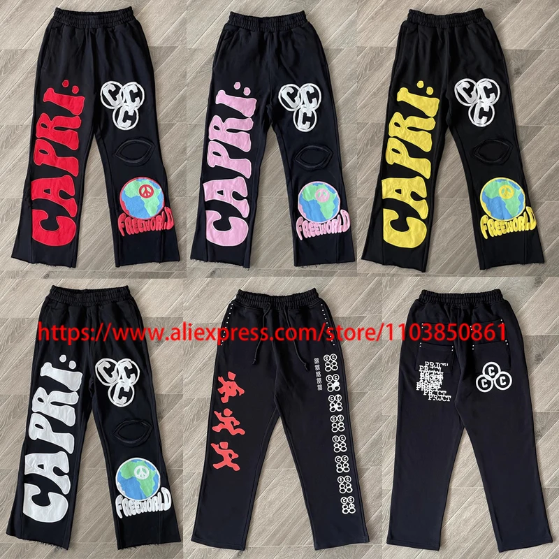 

Новый проект Капри, аварийные повседневные брюки, высококачественные модные расклешенные брюки с принтом из пенопласта, спортивные штаны из плотной ткани