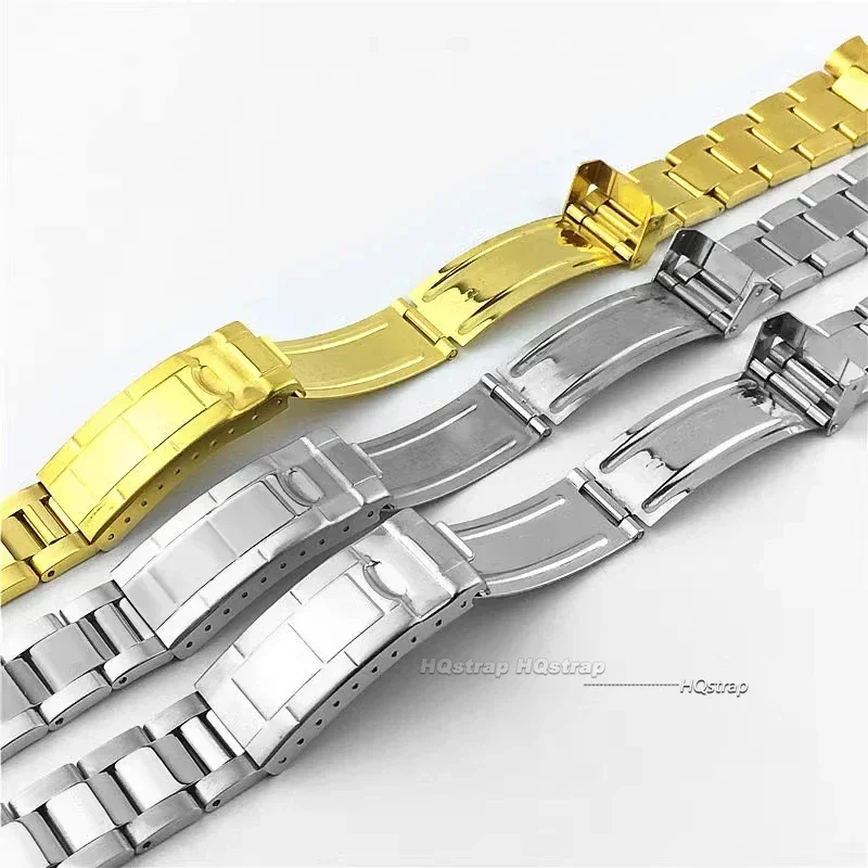 20mm Stainless Steel Watch Strap for Rolex Submariner Daytona Diving Buckle Bracelet Solid Metal Silver Gold Watchband Arc End