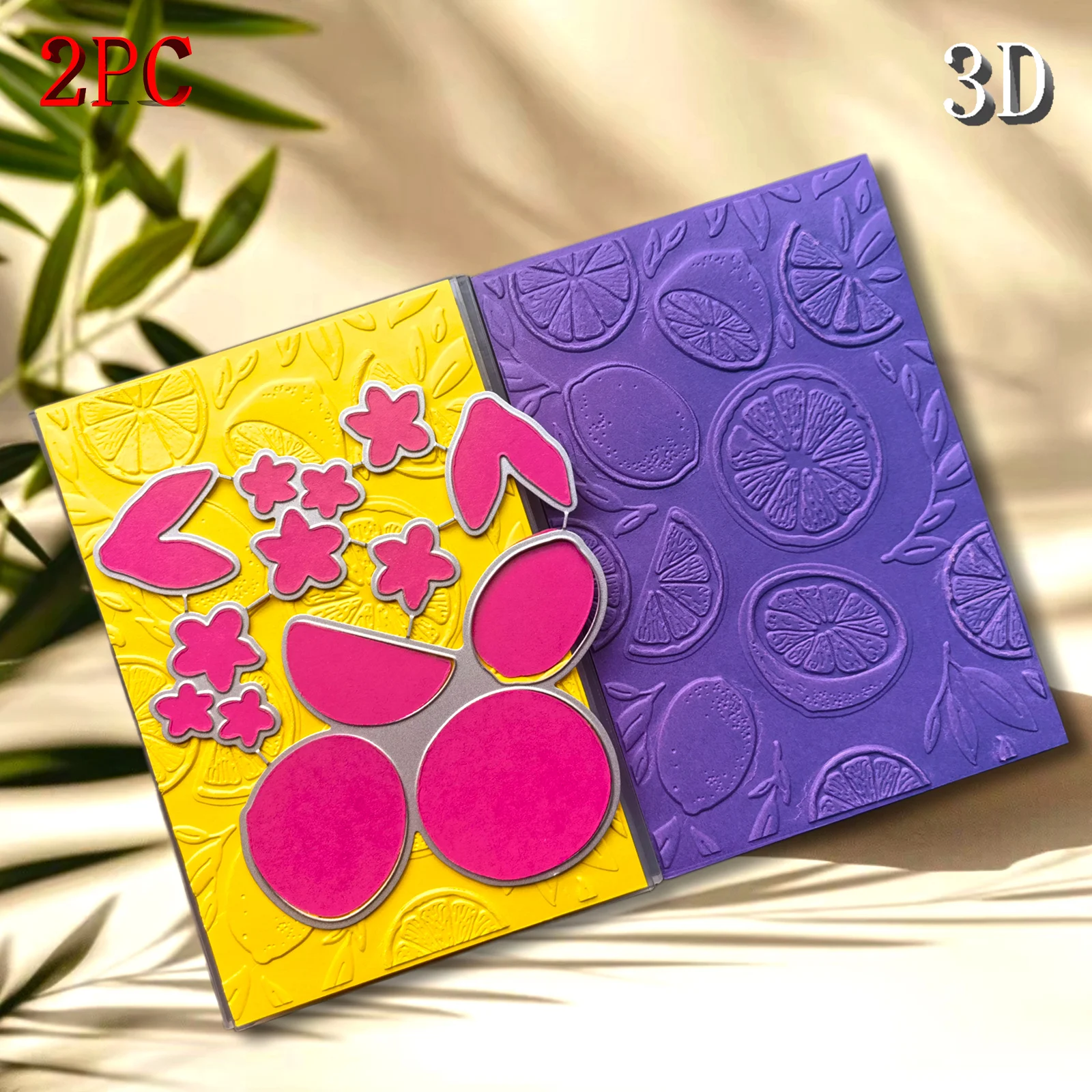 3D Sweet Citrus Mixed Embossed Folder Set - Plastic White Fantasy Theme Template for Scrapbook, Card Making, and Wedding Decorat