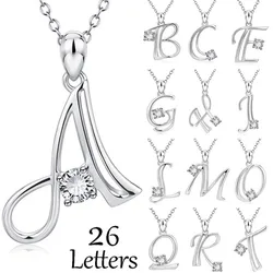 Initial Necklace 925 Sterling Silver Artistic Letter Pendant 26 Alphabet Necklace for Women