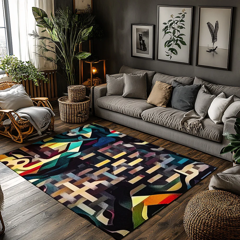 

Unique Abstract Area Rug Modern Home Decor Non Slip Floor Mat Living Room Carpet Washable Doormat Indoor Outdoor Rug Gift