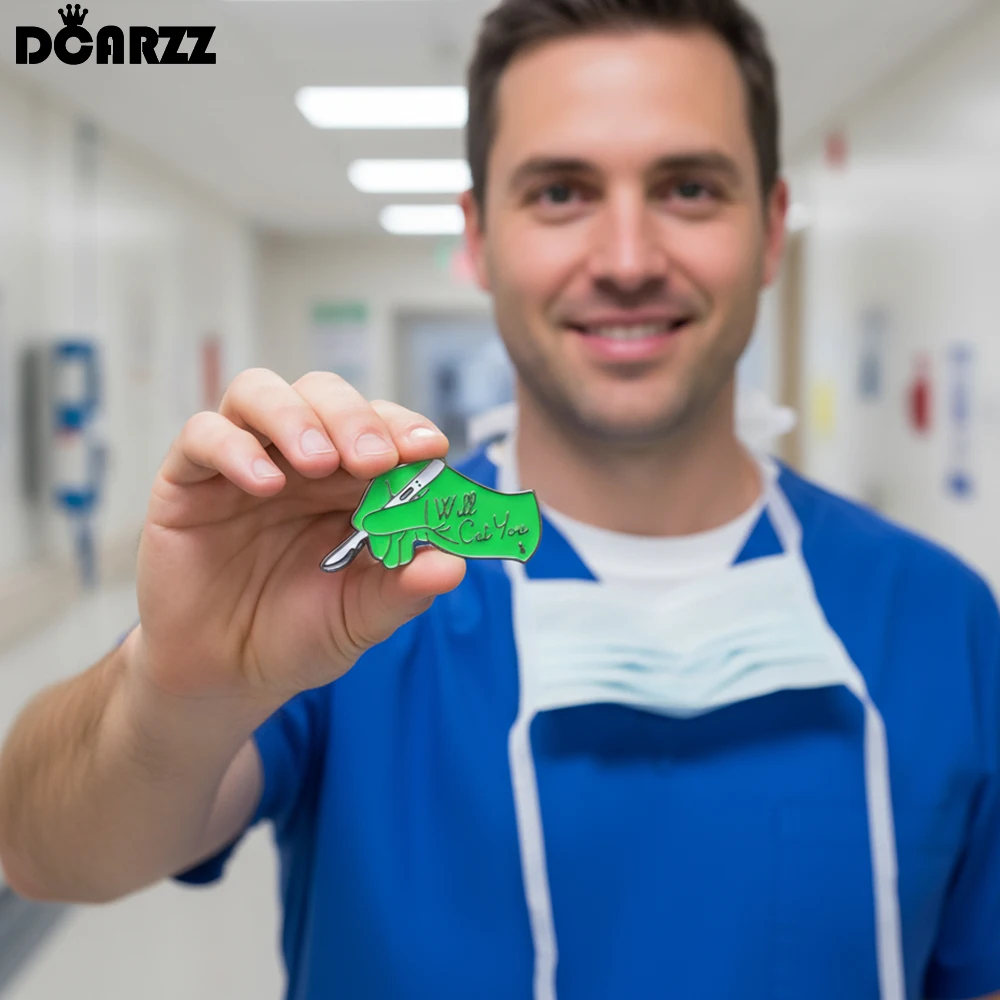 DCARZZ Medical Scalpel Enamel Pin Surgeon Doctor Funny Brooch Lapel Backpack Badge Medicine Jewelry for Nurse Gifts