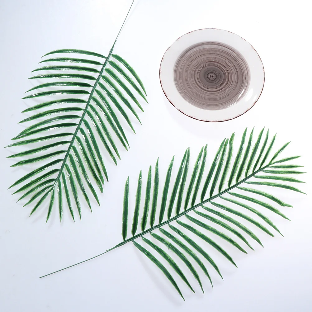 

8Pcs Faux Palm Leaves Flexible Iron Stem Artificial Branches for Indoor Outdoor Decoration Creative Greenery Decors DIY