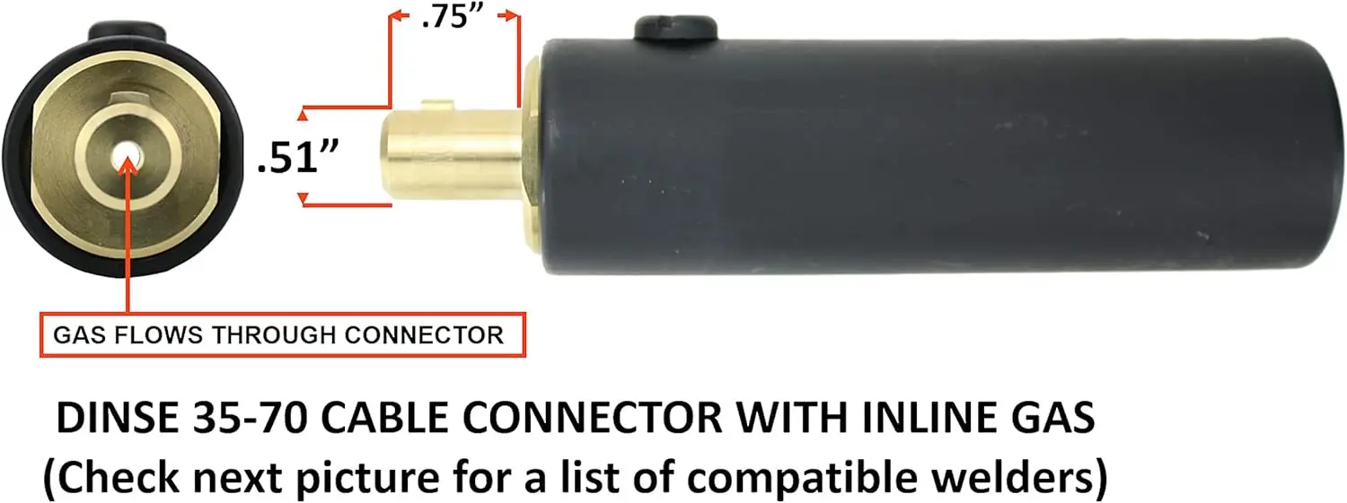 Series - 200 Amp - Air Cooled - Tig Torch - 12.5 Feet 1-Piece Cable - Inline Gas Dinse 35-70 Connector - (Welders With Gas