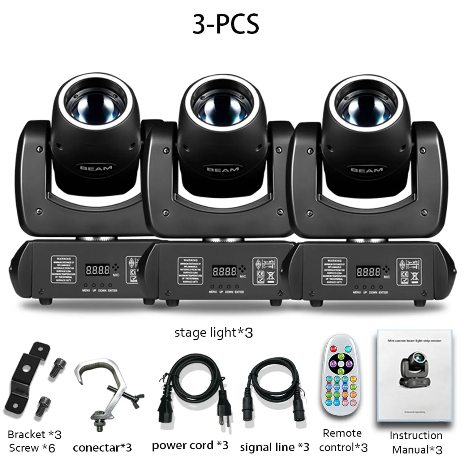 120W LED moving head beam light with hook and remote 8 patterns + 8 colors + 18‑prism for endless effect combinations DMX512 & s
