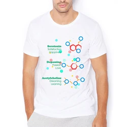 serotonin dopamine Molecular formula biology geek tshirt Men White Casual T Shirt Unisex geeker streetwear nerd tee breathable