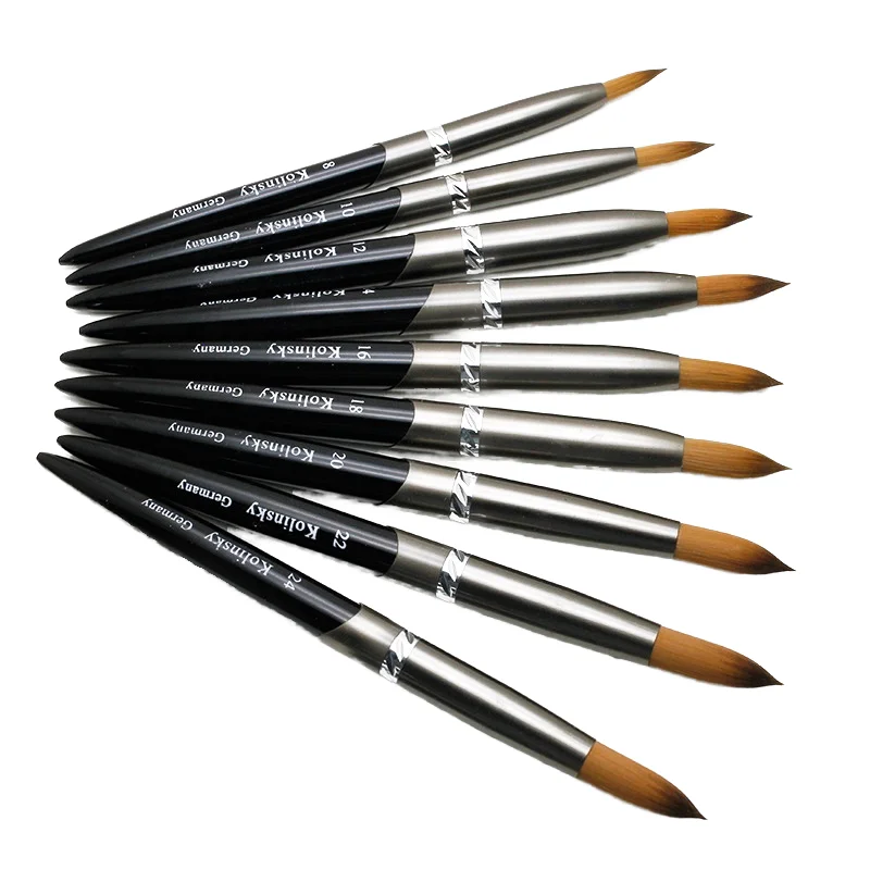 

Popular Acrylic Brush Pure 100% Kolinsky Hair Top Quality Black Handle Kolinsky Brush Size 16 by Nail Brush Manufacturer