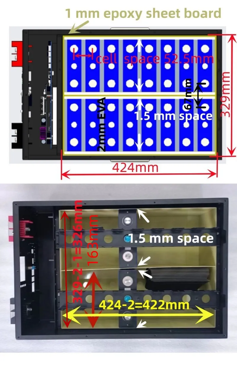 Voor EVE 100AH LiFePO4 Batterij Power Bank DIY Kit Box/Case met Bluetooth RS23 KAN RS485 omvormer 100A 200A DALY JBD BMS