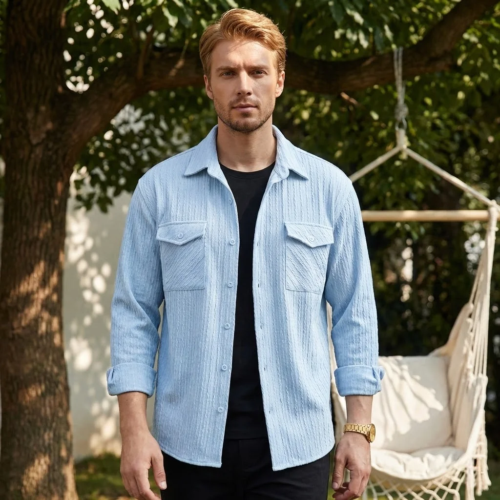 

Мужская рубашка на пуговицах: Новинка Весна-Лето, легкий топ, незаменимая вещь в гардеробе, уличный стиль, для активного отдыха