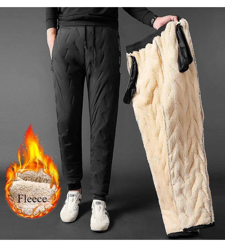 Winter Sweatwear Männer Verdicken Fleece Futter Sweatpant Thermische Hosen Casual Hosen Wasserdicht Winddicht Warme Samt Hosen – Detail 8
