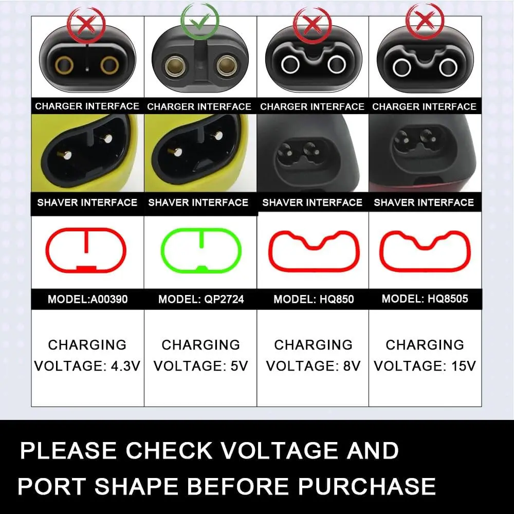 KVIFO 5V Ladegerät Passend für Philips Norelco One Blade&Oneblade QP2724 QP2834 QP1424 QP1924 QP4631 MG7950 MG7930 Elektrorasierer