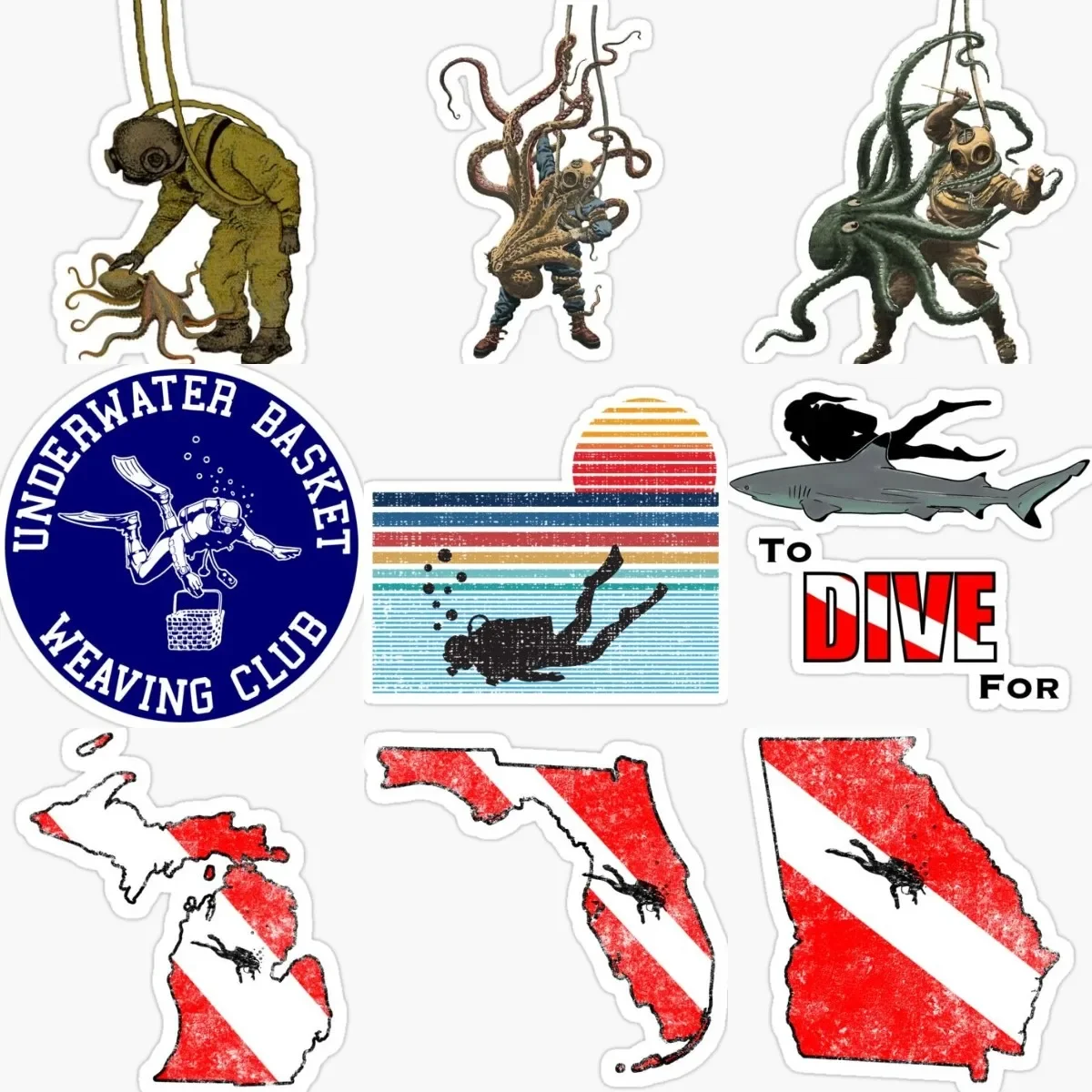 

Scuba Diving Diver Octopus Sticker Car Window Laptop Motorcycle Truck Bicycle Van Wall Glass Helmet Camper Door Decal Waterproof