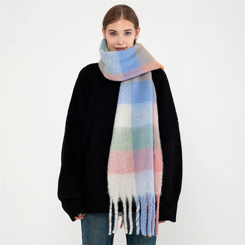 Winter Cashmere Women Scarf Female Luxury Brand Scarves Lady Tassel Bandana Women Solid Shawl Wraps Foulard Poncho Pashmina