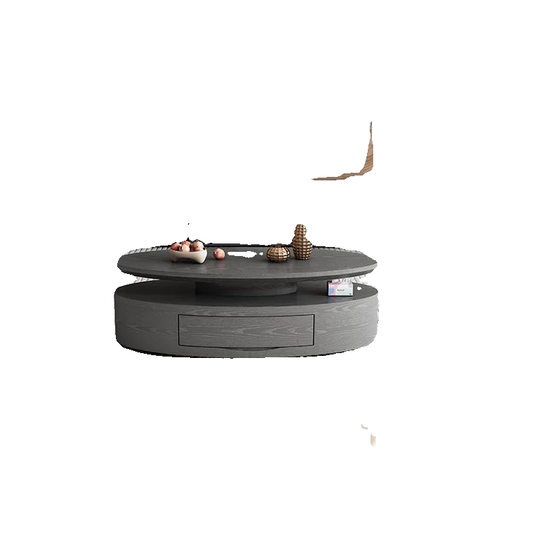 #Coffee table solid wood small apartment living room home advanced sense modern simple walnut color round coffee table