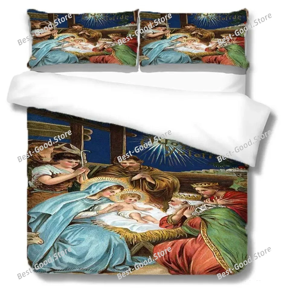 3D Jesus Duvet Cover Christian Sacred Jesus Bedding Set Comforter Cover Suitable For Christian Jesus Bedding God Bless You 032