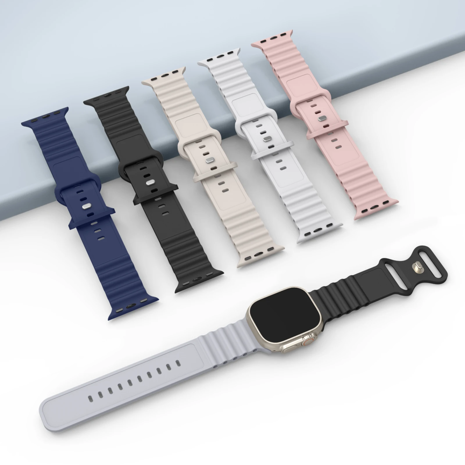 Silicone Band For Apple Watch 46mm 38mm 42mm 40mm 44mm 41mm 45mm 49mm Strap Bracelet For iwatch ultra 10 9 8 7 6 5 4 3 2 1 SE