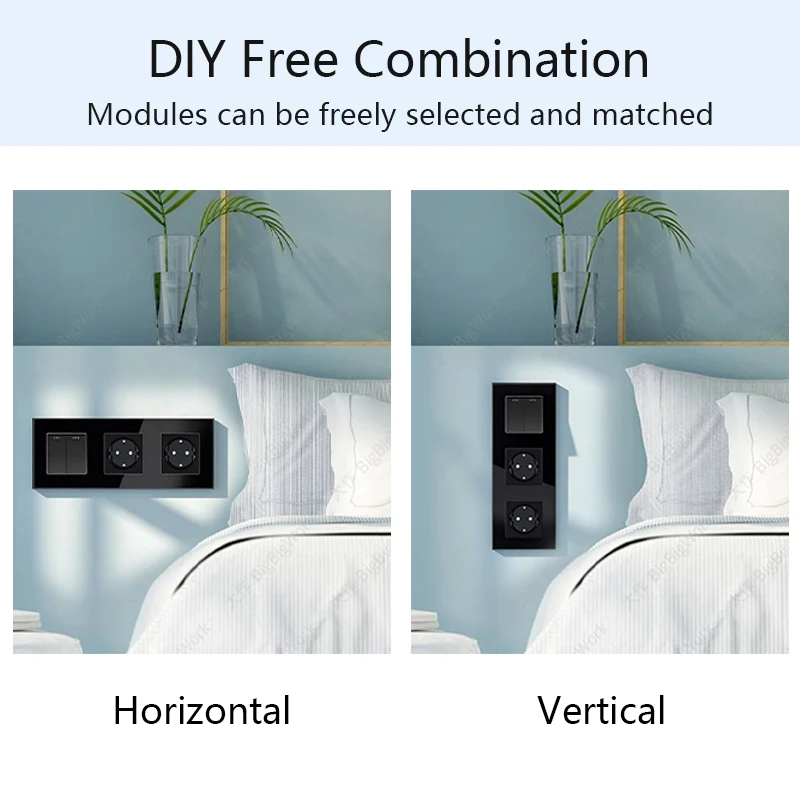 TAWOIA Panel Wall Socket EU French Mechanical Switch USB Type-C Charging Port Wall Power Socket Free Combination Function Parts