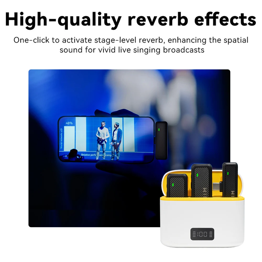 LINIM M7 Wireless Lavalier Microphone for iPhone Android Type-C Phone with Charging Case for Live Streaming Vlog Interview